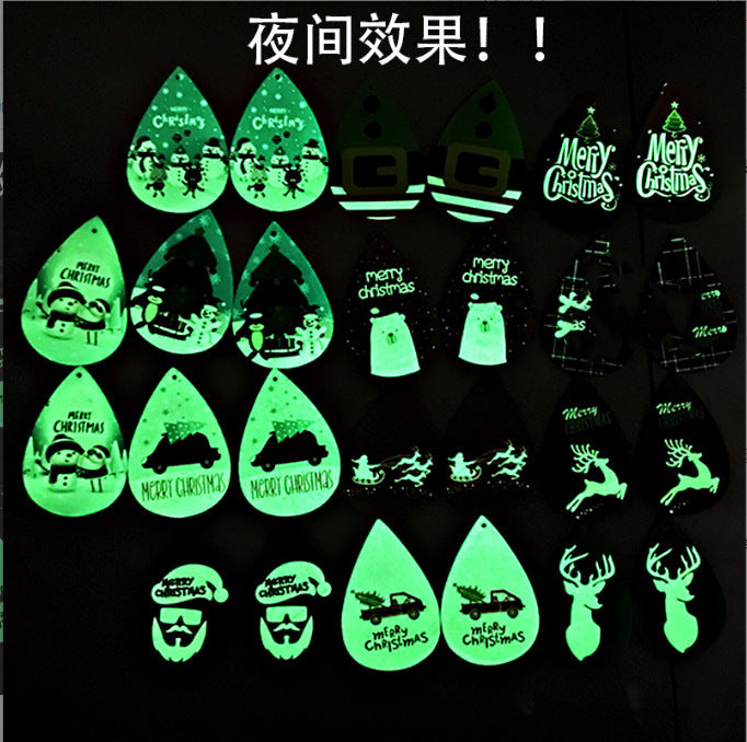 Wholesale Christmas Earrings Christmas Tree Snowflake Elk PU Leather Earrings